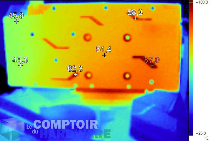 Image infrarouge de la MSI GTX 1660 Ti Gaming X en charge