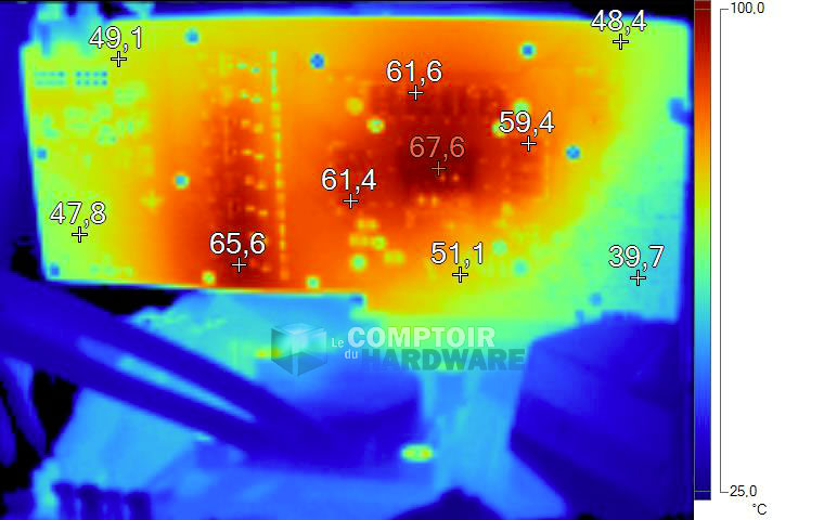 Image infrarouge MSI RTX 2070 ARMOR en charge plaque arrière démontée