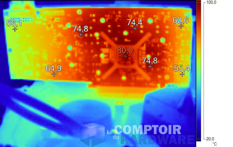 Image infrarouge Radeon VII en charge sans backplate