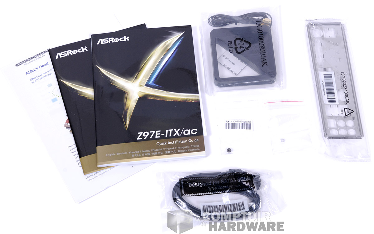 Le petit bundle de la Z97E-ITX/ac de chez ASRock