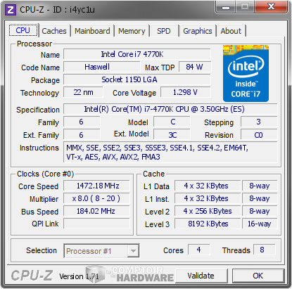 CPU-Z 184 MHz Bus