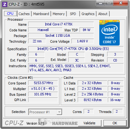 CPU-Z 5.15 GHz CPU