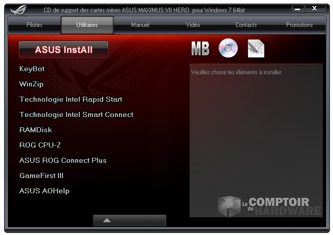 Les utilitaires sur le CD dinstallation