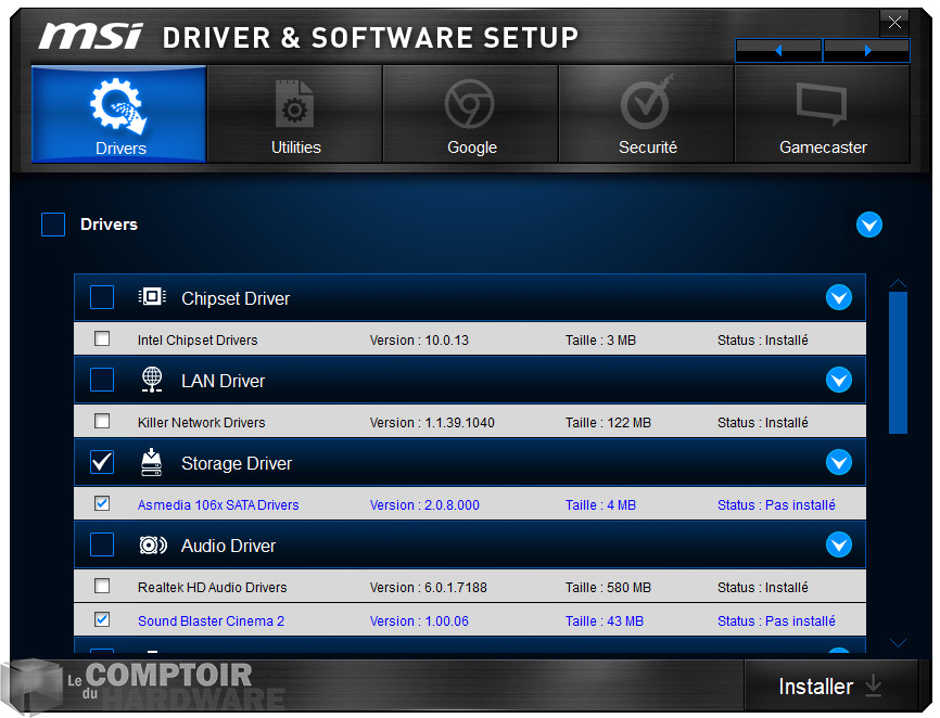 Les pilotes sur le CD dinstallation