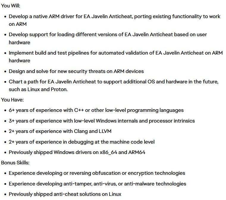 mission job ea anticheat windows on arm