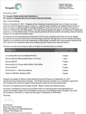 Seagate baisse ses garanties pour 2012 [cliquer pour agrandir]