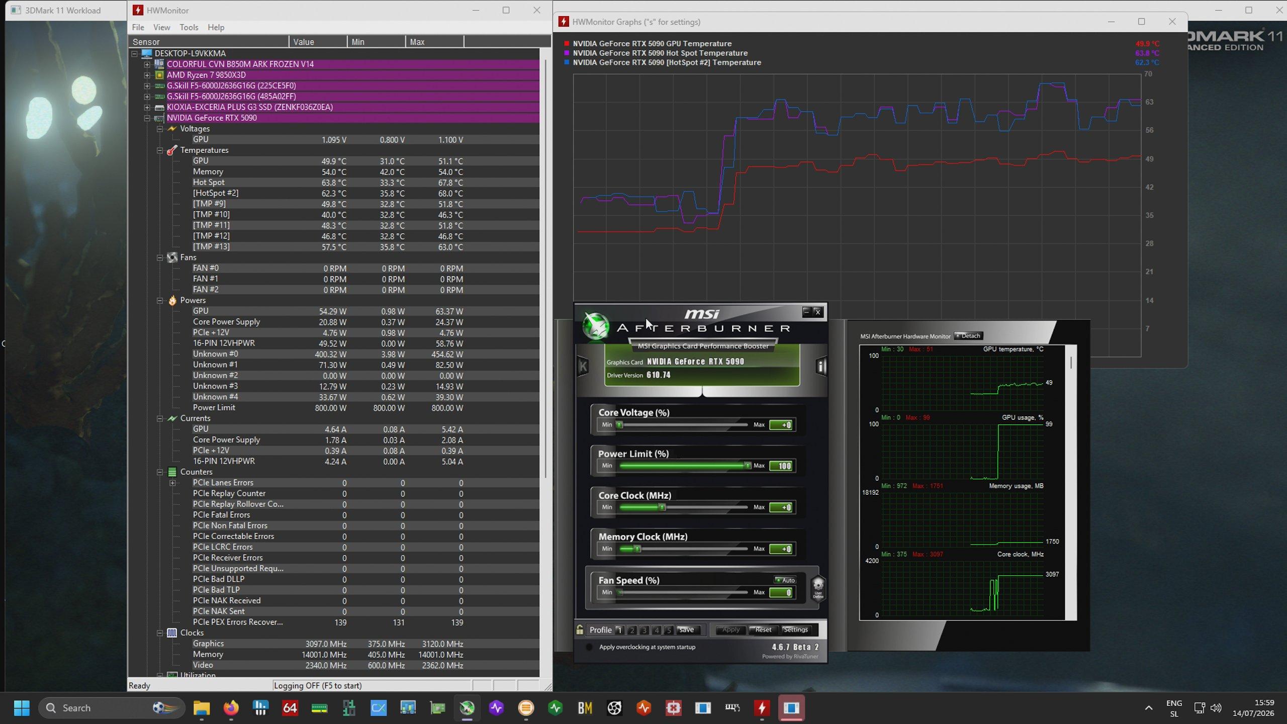 NVIDIA avait caché le hotspot des RTX 50, HWMonitor l'affiche à nouveau