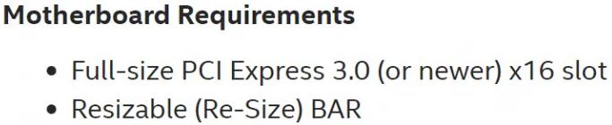 intel arc resizable bar criteres