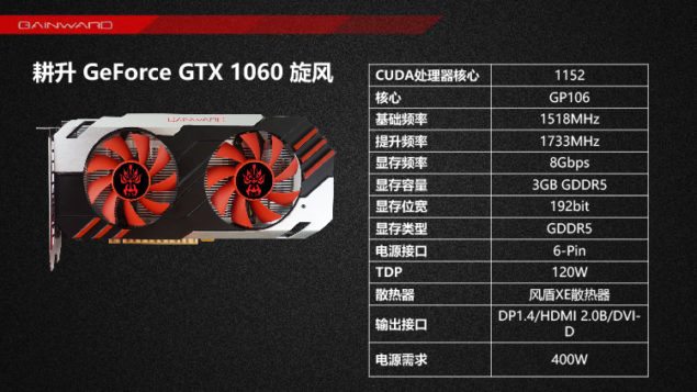 gainward gtx1060 3go prez