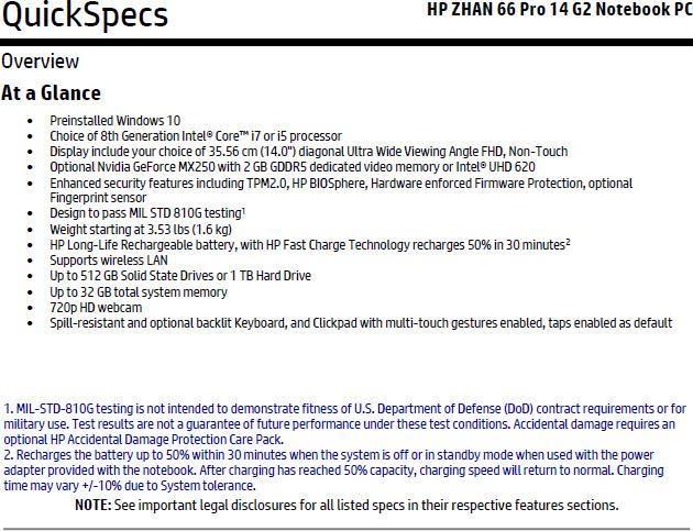 hp zhan66 mx250 specs
