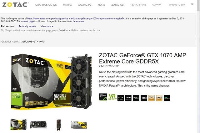 zotac gtx 1070 gddr5x google cache