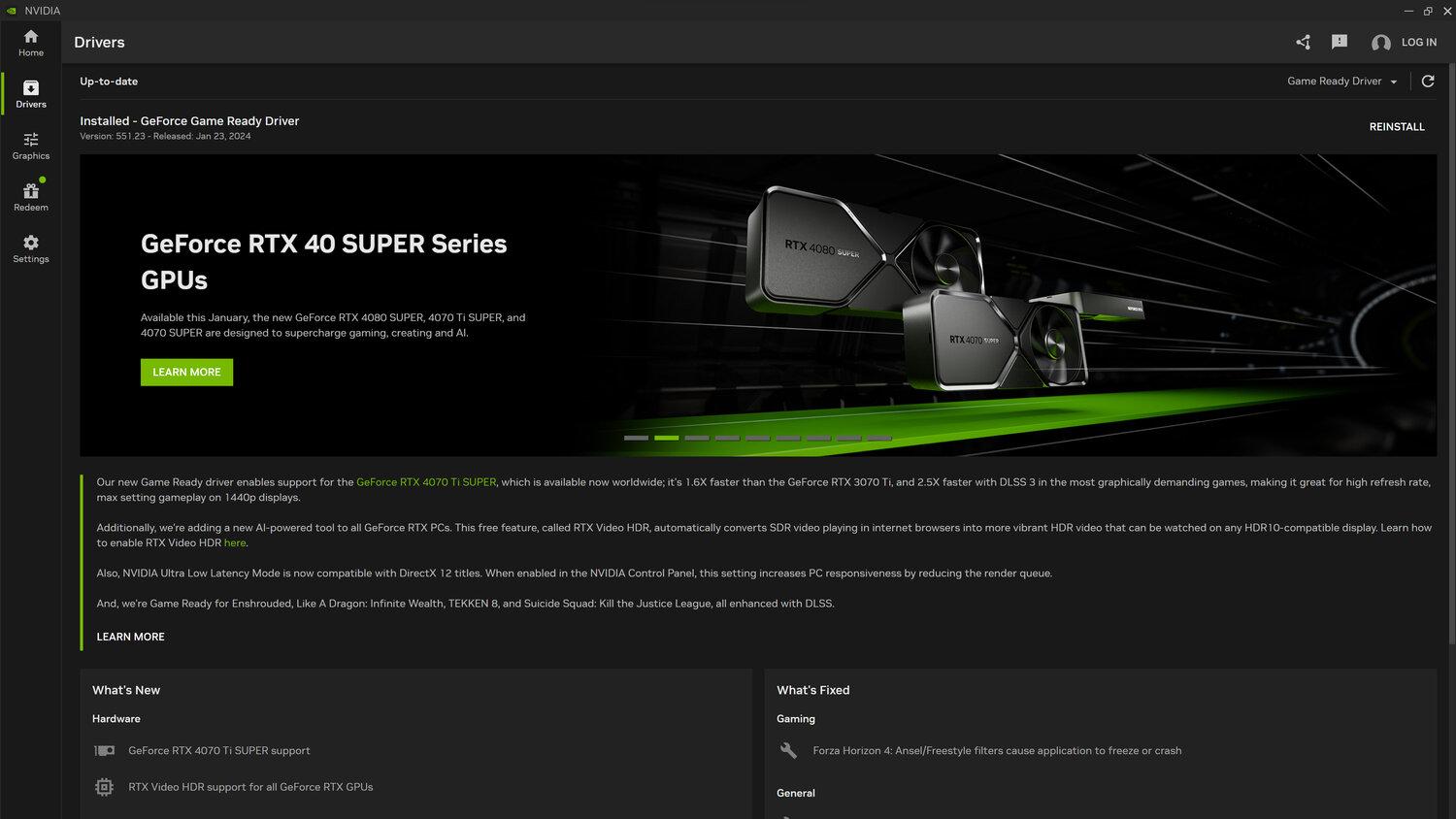 nvidia app driver download and content section1