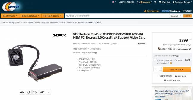 radeon pro duo newegg prix