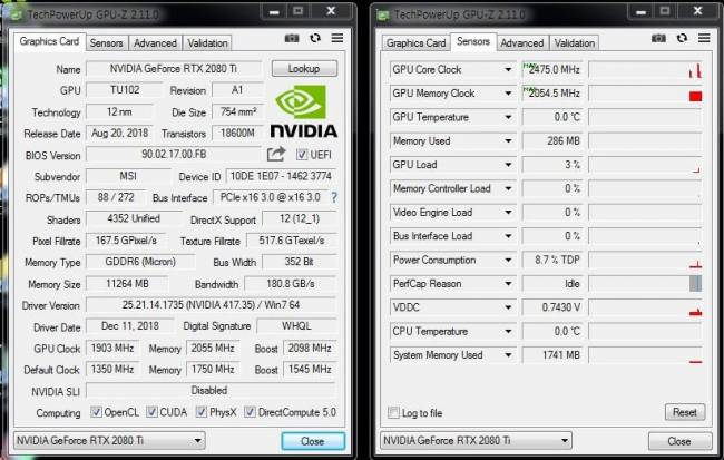msi rtx 2080 ti lightning z oc gpuz