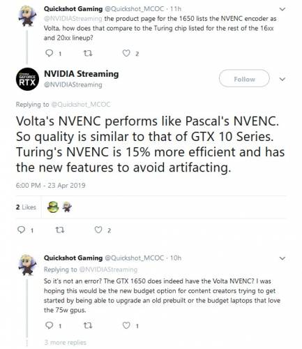 nvidia streaming twitter volta nvenc gtx 1650 t [cliquer pour agrandir]