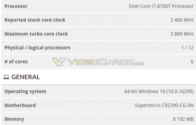 intel z390 compatible i7 8700t videocardz