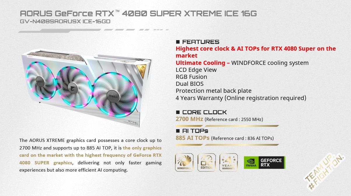 gigabyte rtx 4080 super aorus xtreme ice specs t