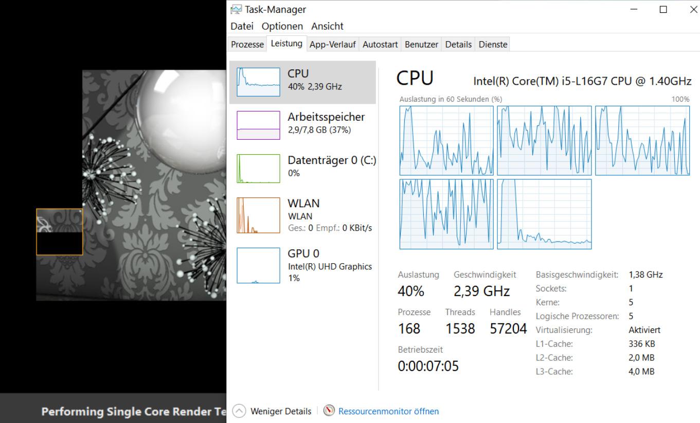 résultat du test du i5-L6G7 en single core