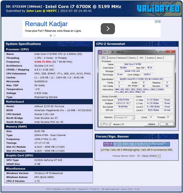 6700k overclocking cpuz t