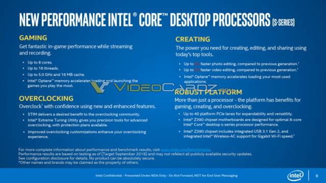 Intel 9000K et Z390, en bref- leak [cliquer pour agrandir]