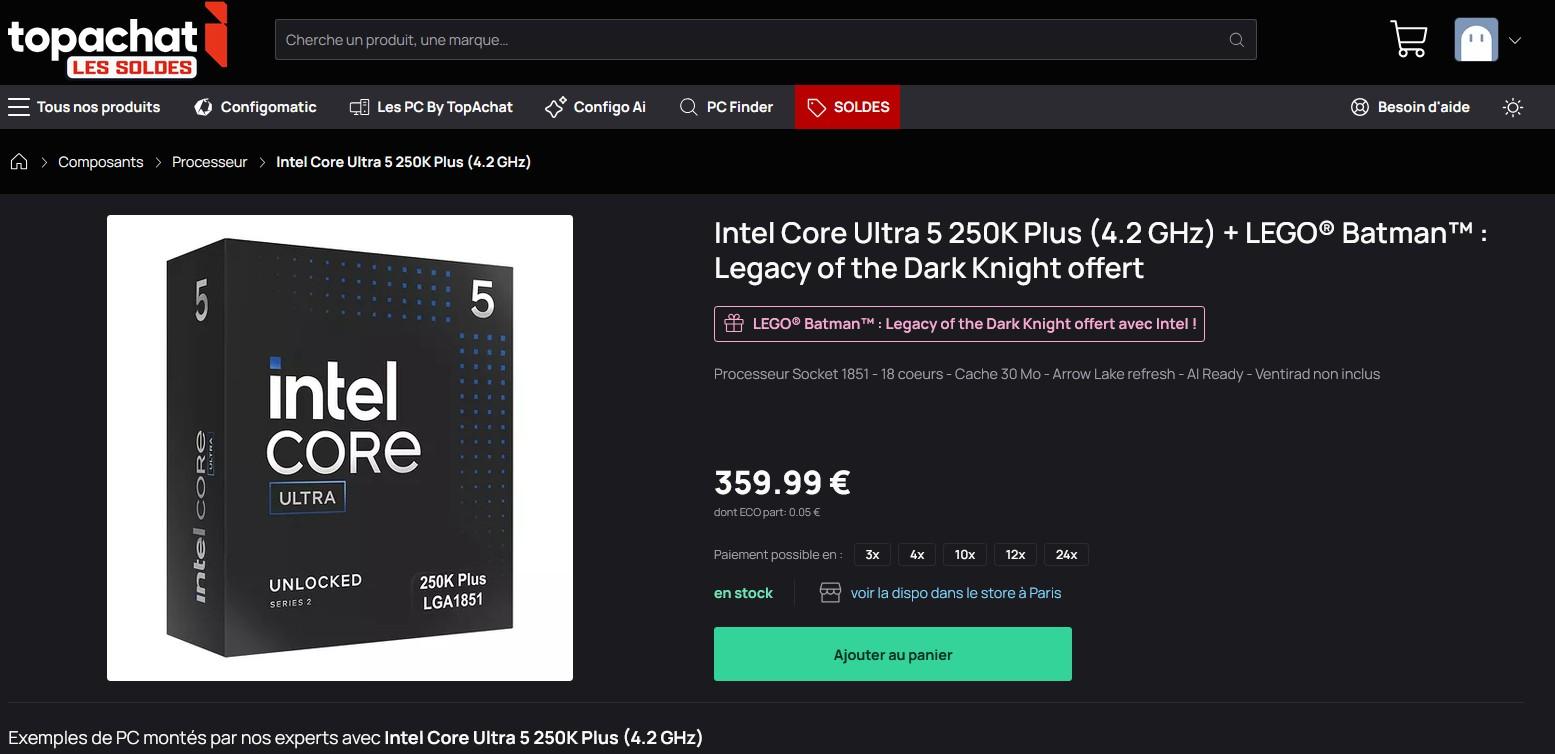 core ultra 5 250k 6 juillet topachat