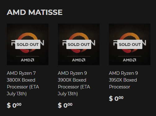 amd ryzen3000 silicon lottery listing