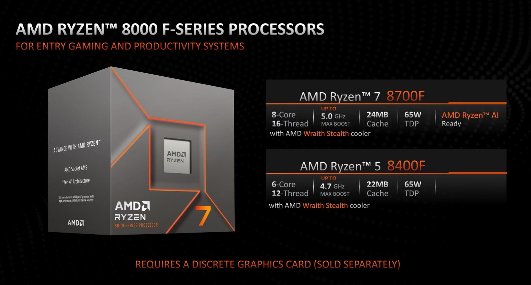 ryzen 7 8700f ryzen 5 8400f specs
