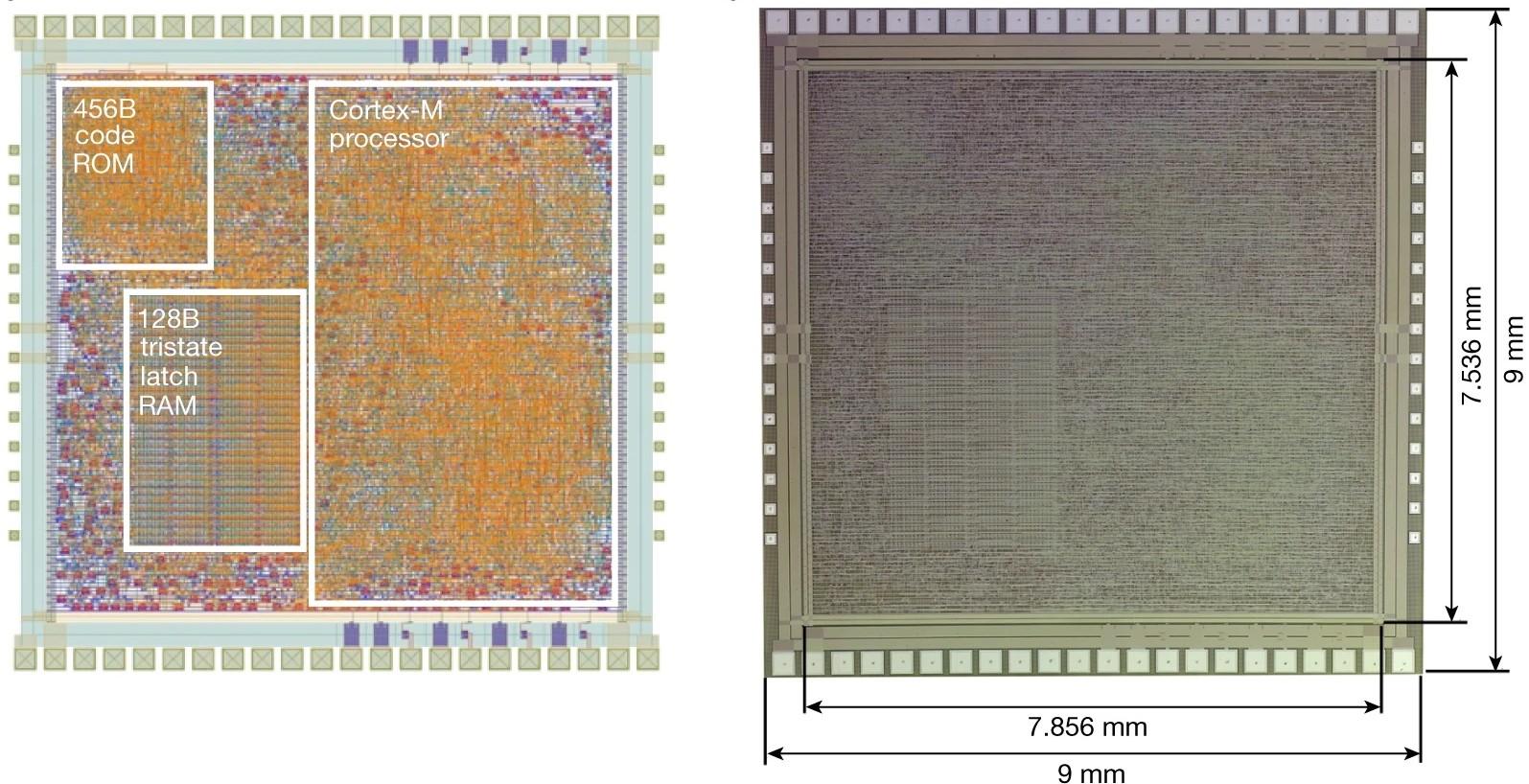 Structure logique et micrographe du die du PlasticARM