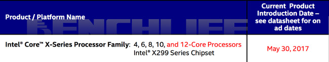 intel x299 core date benchlife