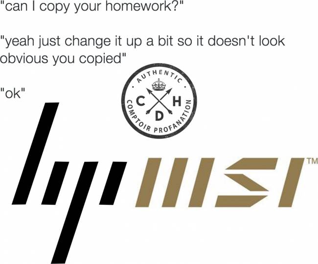 copy homework meme msi logo hp