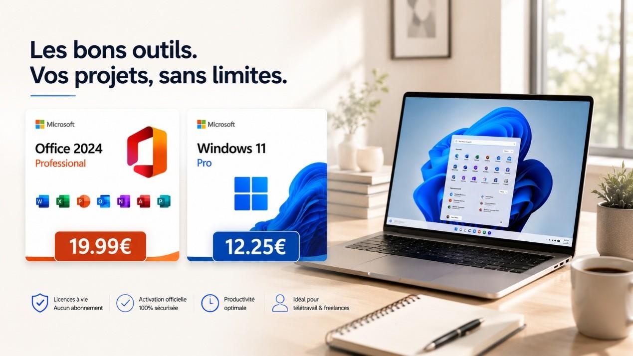 Office 2024 à 19 €, Windows 11 à 12 € , et autres ? C'est par ici et avec un avis.