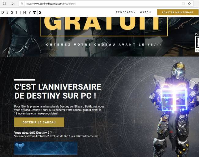 destiny2 gratuit