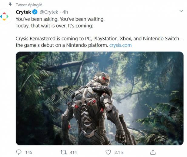 Le Remaster de Crysis officiellement annoncé !