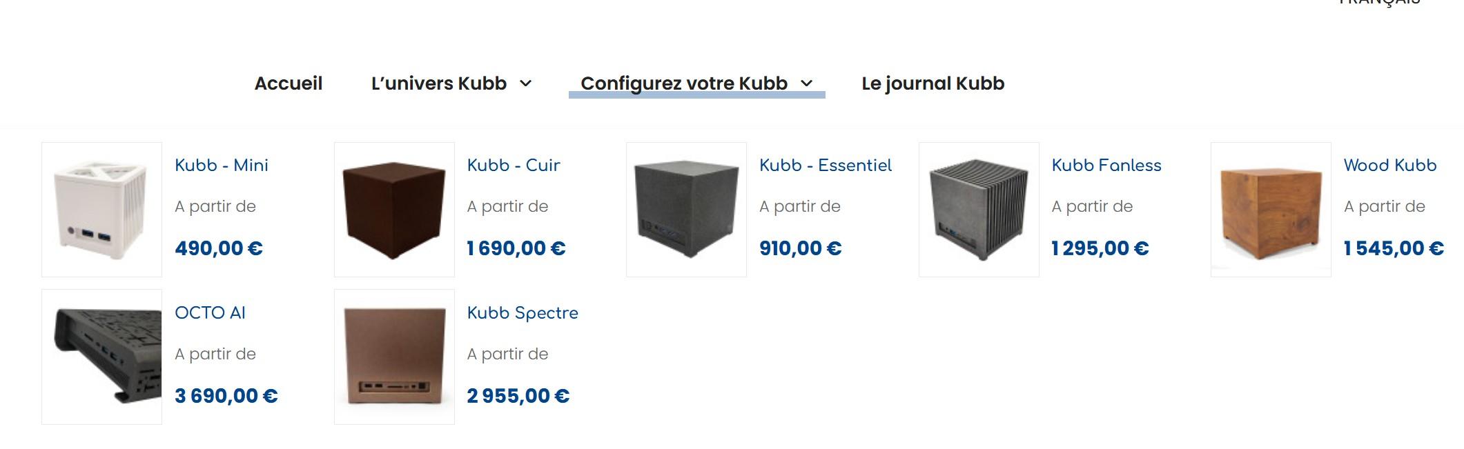gamme kubb prix