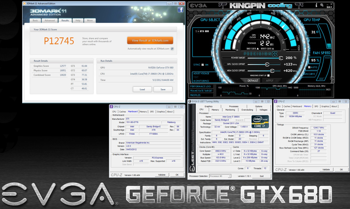 GTX 680 EVGA 1442MHz aircooling kingpin