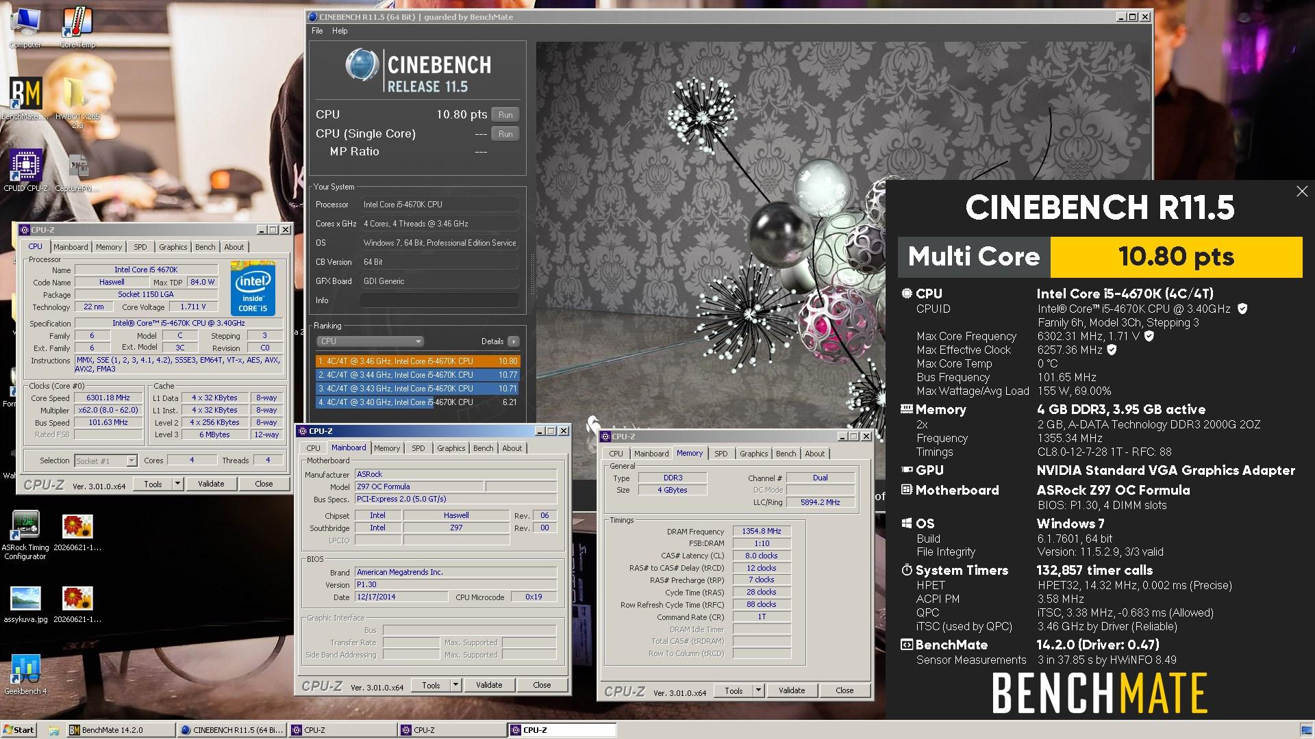 records cinebench core i54670k specs