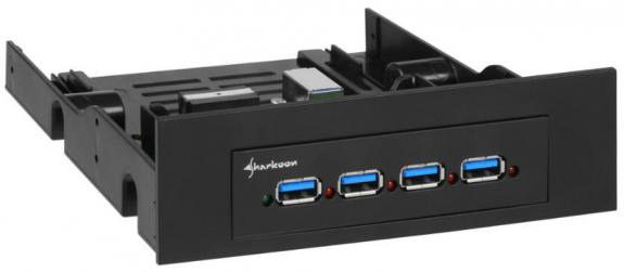 Hub USB 3.0 (4 ports) en façade dans baie 3.5'' ou 5.25'' - Hub