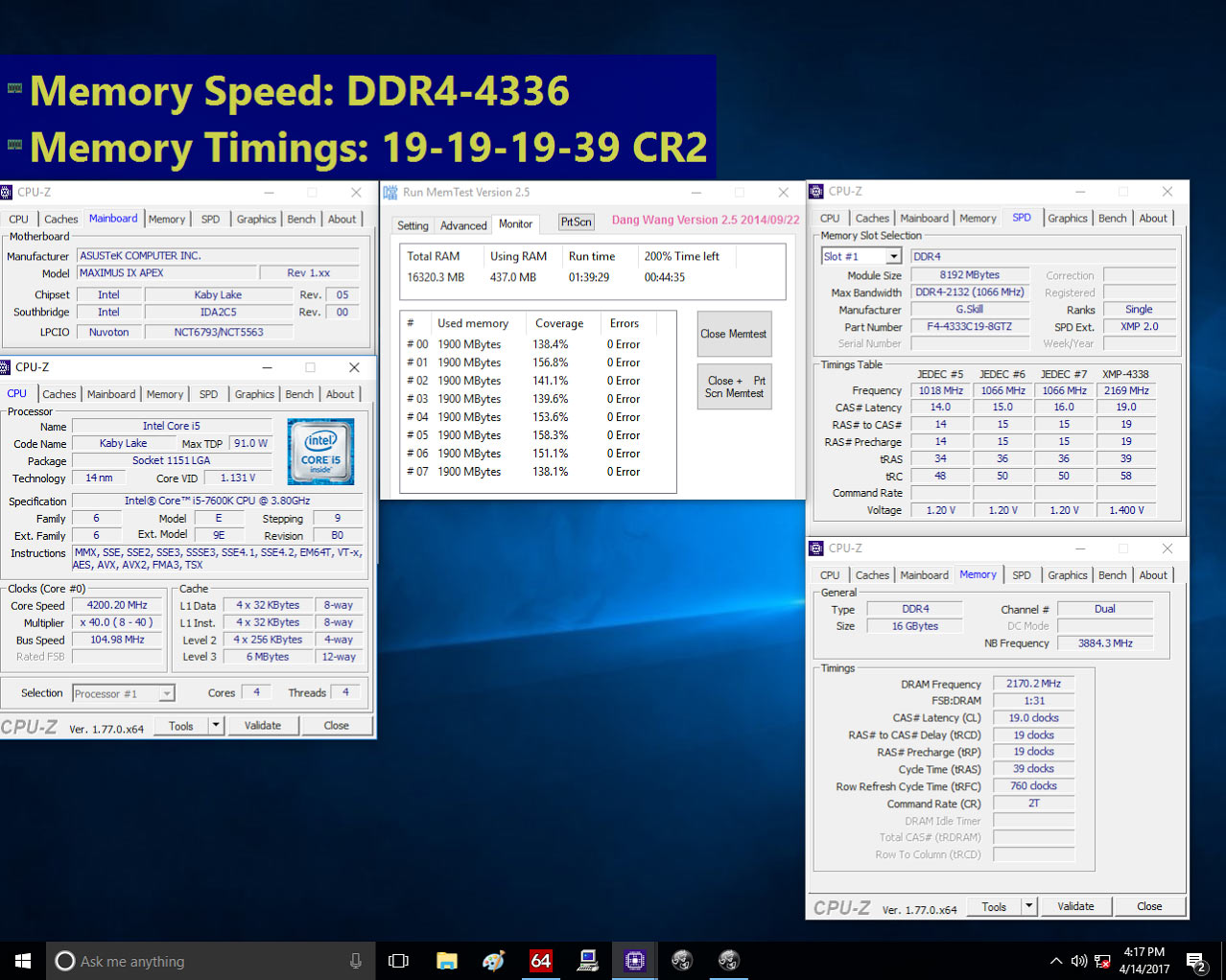 gskill 2x8go ddr4 4333 t