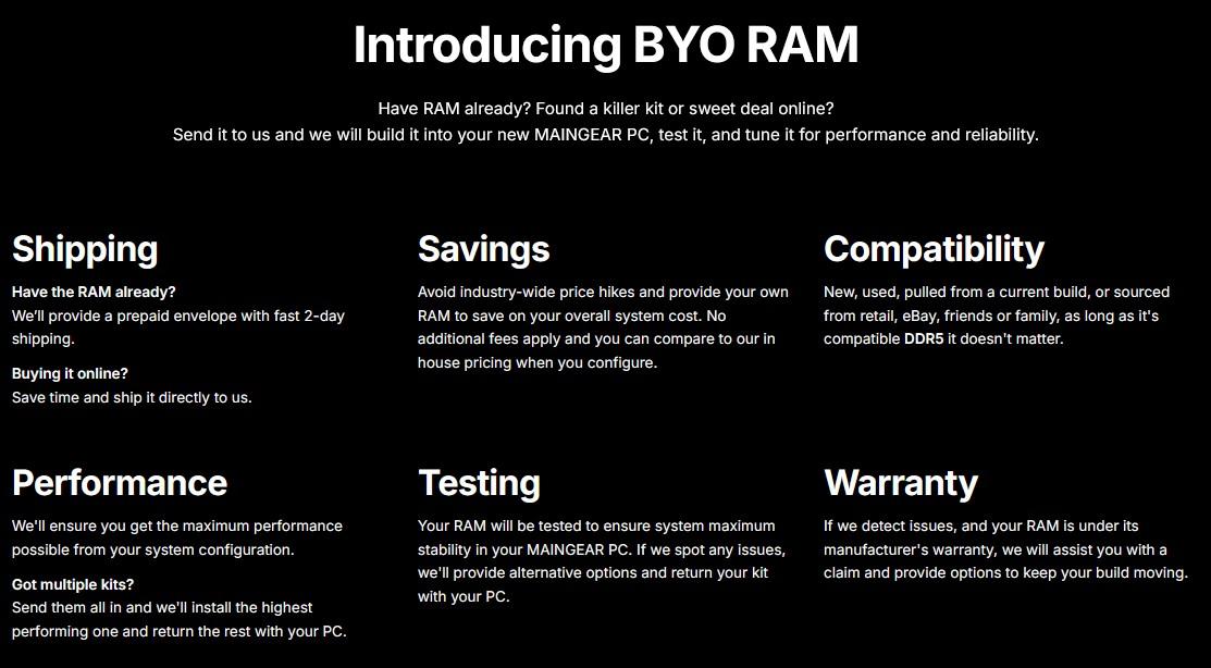 byo ram maingear