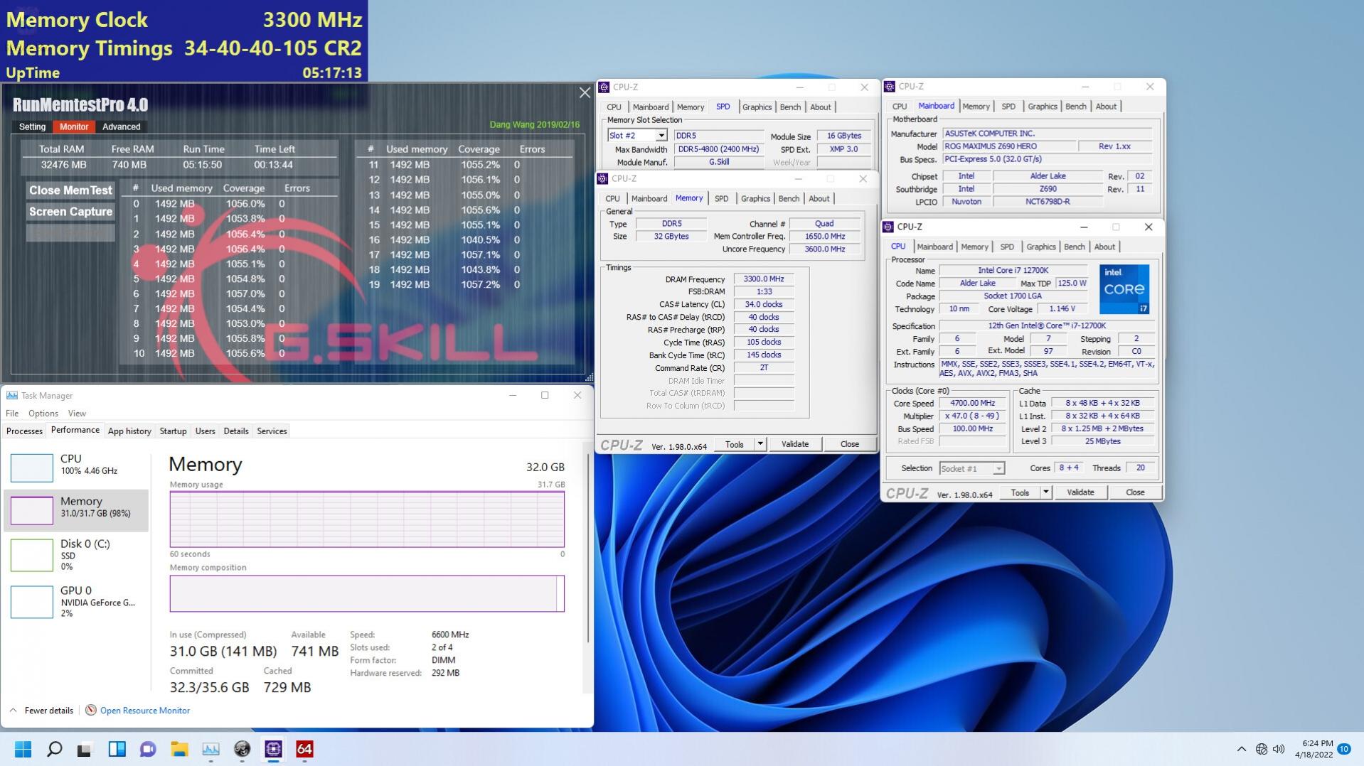 g.skill trident z5 rgb ddr5 6600 cl32