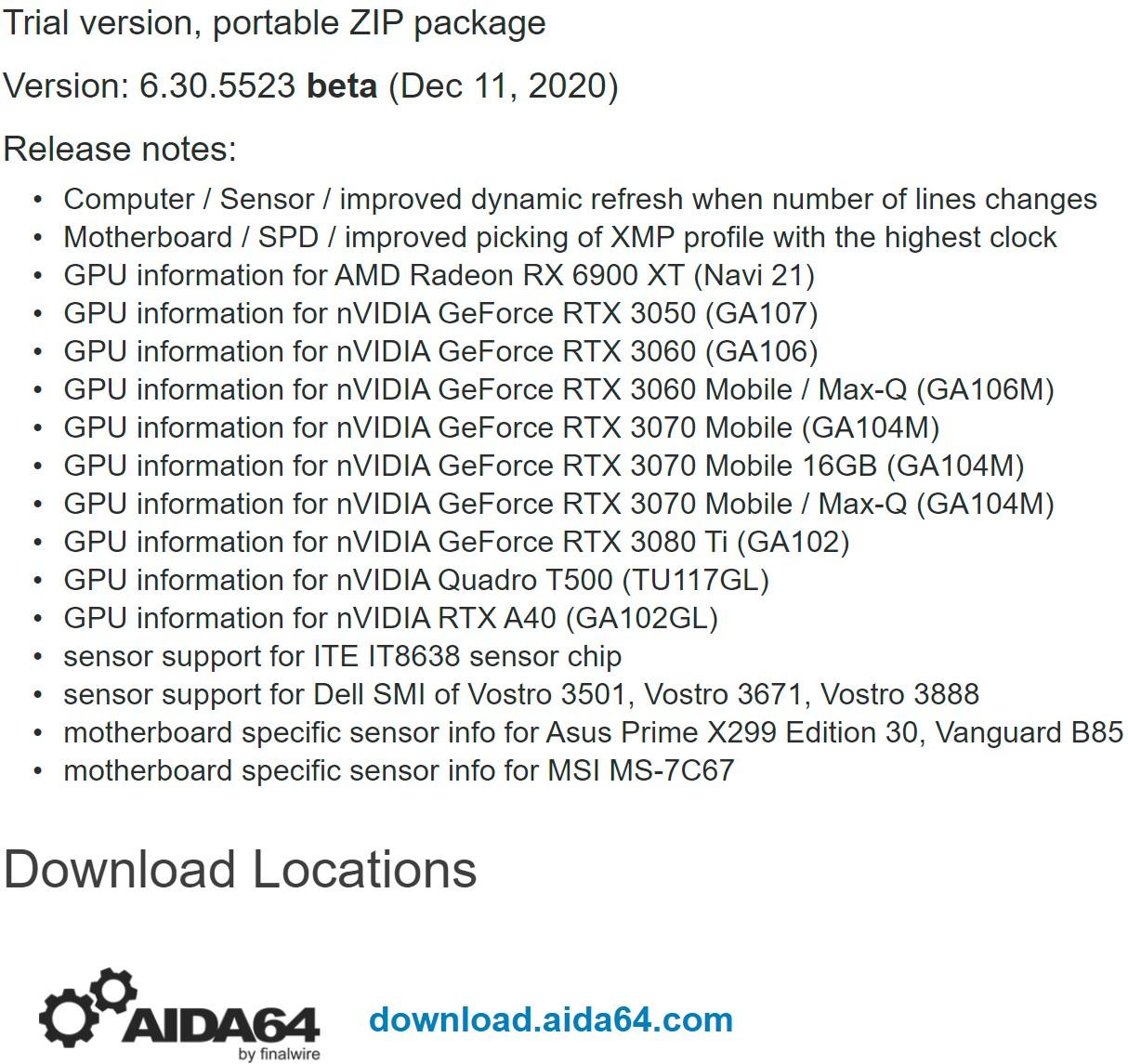 aida64 prêt pour les futures RTX 3000 ?