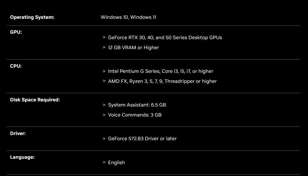 configuration mini project g assist nvidia