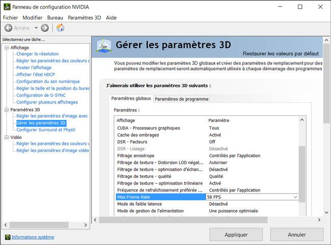 options3d reglette framerate nvidia