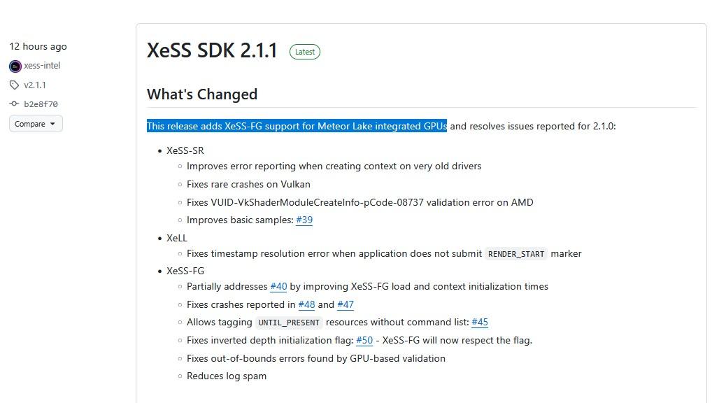 intel xess sdkk 210