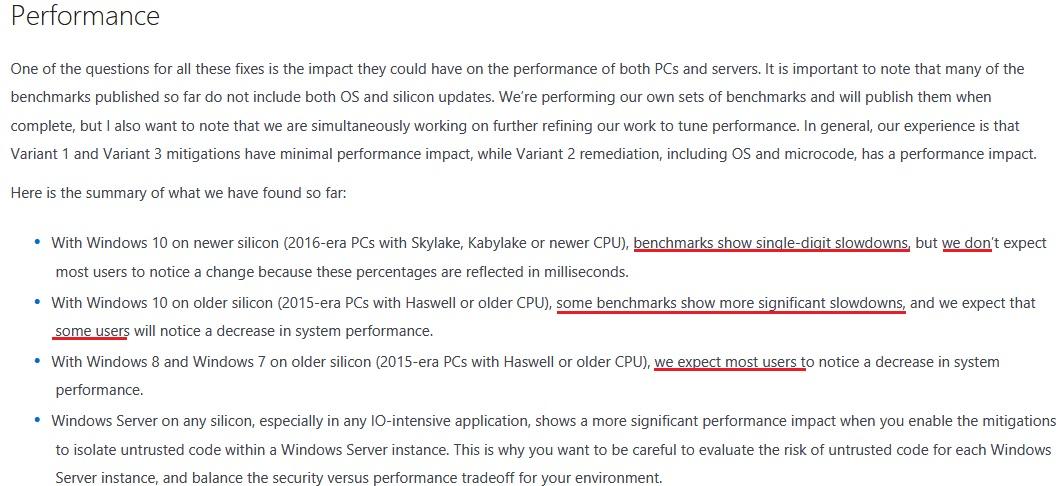 Impact sur les systèmes, selon Microsoft