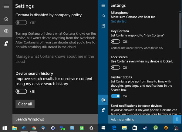 windows10 cortana off