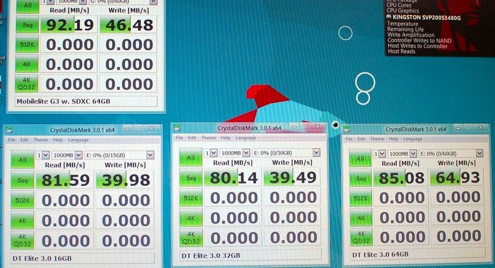 Kingston DataTraveler Elite 3.0 Debits CrystalDiskMark