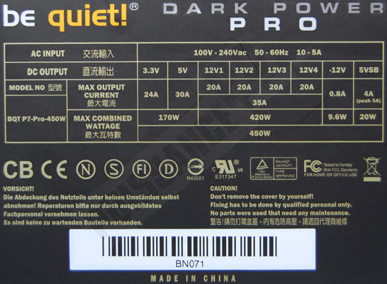be quiet dark power pro 450w test