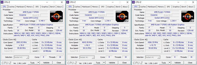 CPU-Z : les fréquences [cliquer pour agrandir]
