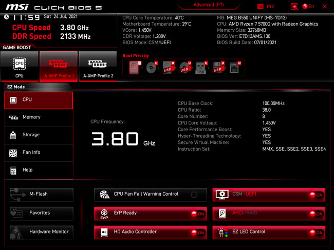 UEFI mode Ez [cliquer pour agrandir]